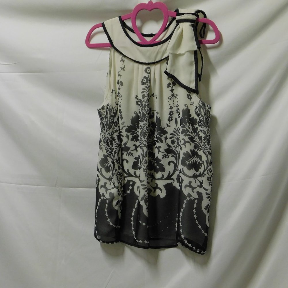 Luxe NYC Design Co. Cream & Black Sheer Blouse